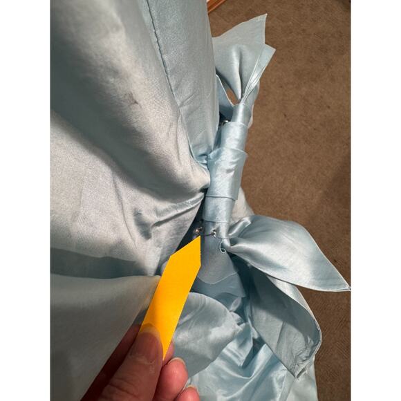 Vintage 1950s Taffeta Strapless Gown Dress S Bubble Hem Pastel Blue Tulle Slip - Picture 8 of 15